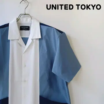 UNITED TOKYO 패널 디자인 오픈 카라 반팔 셔츠