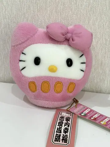 레어 헬로키티 럭키 컬러 달마 봉제 인형 핑크