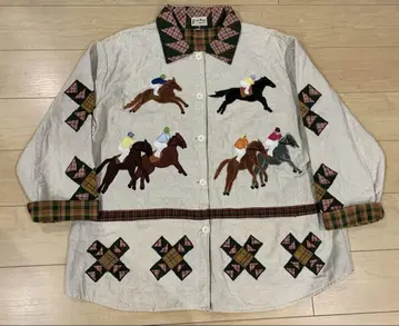 Patch magic 빈티지 패치워크 자켓 경마 패턴 레어