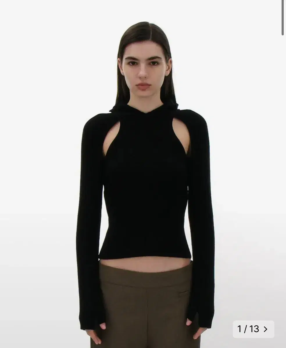 Partimento Women's Cut-Out Knit Top Hoodie