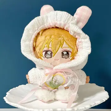 10~12cm 토끼 귀 후드 봉제 의류 봉제 인형 의류 핑크 인형옷