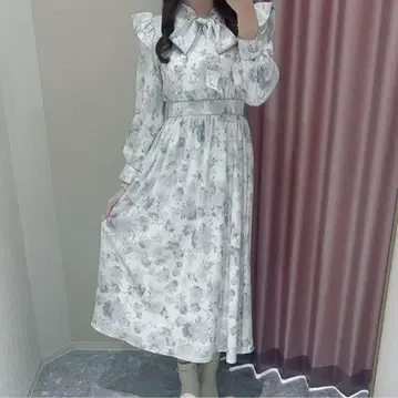 AnMILLE 오리지널 플라워 리본 op 꽃무늬 원피스 핑크