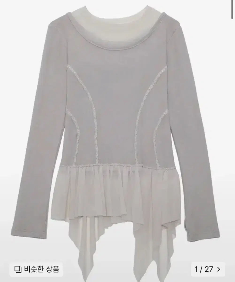 Flareup Layered Lace Frill Long Sleeve Gray