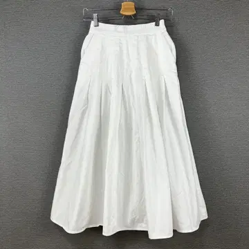 machatt 데님 턱 스커트 화이트