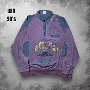 90s USA 데님 셔츠 풀오버 프린트 맨투맨 빈티지
