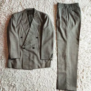 80년대 빈티지 더블 셋업 수트 울 와이드 팬츠