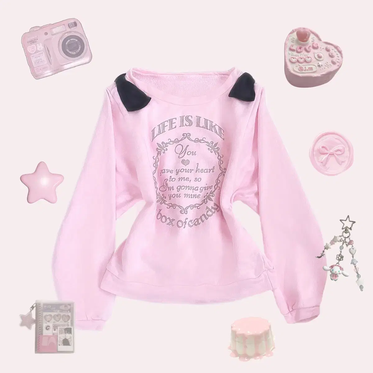 Chouchou Cherry Pink Sweatshirt Lolita Gyaru Mass-produced Ilv Japan Vintage