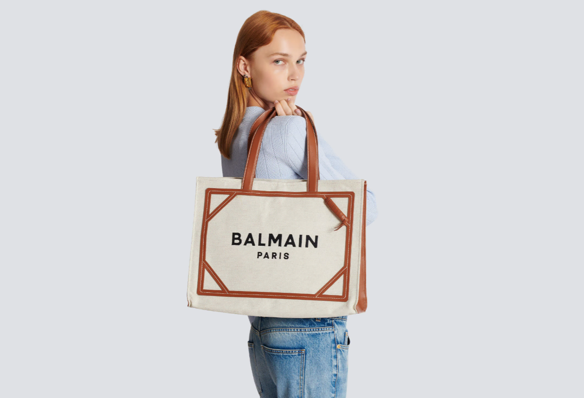 [Balmain] Balmain B-army 42 Canvas Tote Bag