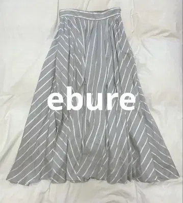새상품급 에부르 린넨 스트라이프 롱 플레어 스커트 ebure 38