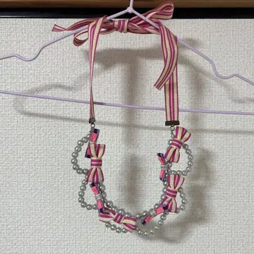 fafa 리본 펄 목걸이