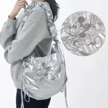 디즈니 스토어 숄더백 실버 개더 미키 자수 2way