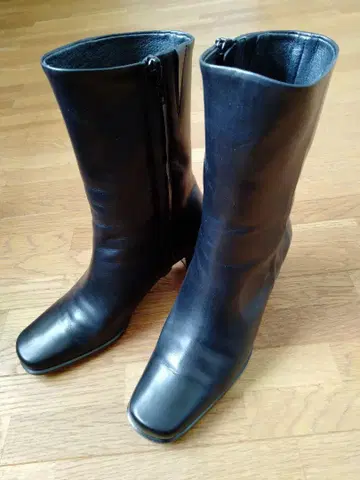 여성용 가죽 숏부츠 블랙 21.5cm