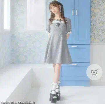 디어마이러브 로즈 반팔 원피스 양산 깅엄 체크