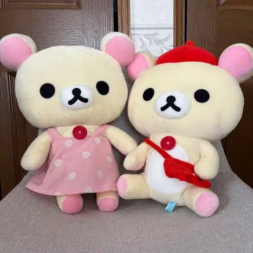 코리락쿠마 오키라쿠 온천 봉제 인형 오키라쿠 트래블 봉제 인형 2종 세트