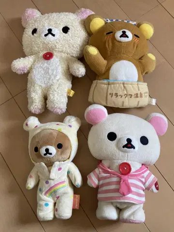 리락쿠마 봉제 인형 4종 세트 리락쿠마 온천 해피 레인보우