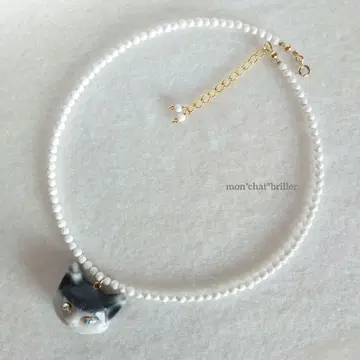 음양석 고양이 얼굴 펜던트, 화이트 오닉스 목걸이 멋진 일품