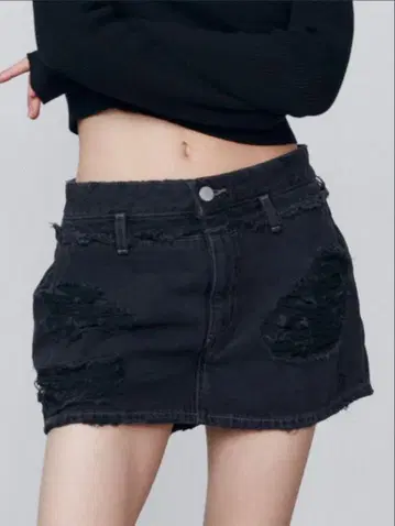 EMODA 레이어드 립 데님 미니 스커트
