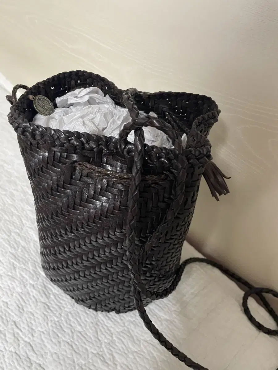 Dragon Diffusion Dragon Bag Pompon Bucket Bag Dark Brown Authentic