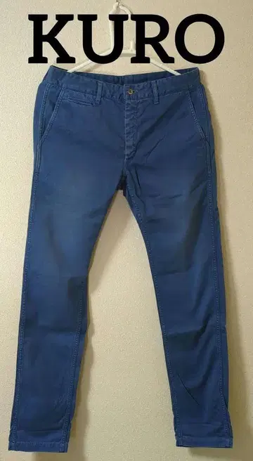 KURO 살파 다이 워시드 허리 포인트 치노 팬츠 블루