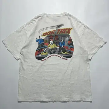 90s 빅 독 스타 트렉 패러디 빈티지 T L 화이트 6543