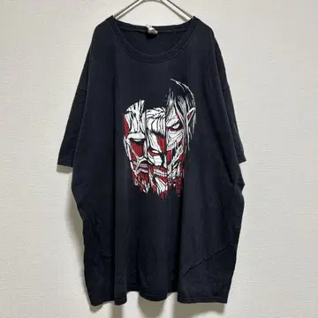 진격의 거인 프린트 티셔츠 애니메이션 티셔츠 블랙 2XL
