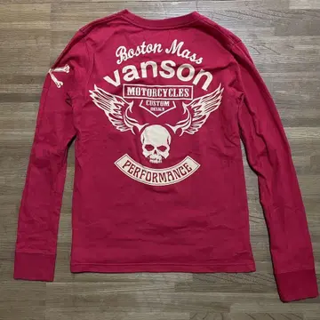 vanson 밴슨 스컬 해골 로고 롱 T 빨간색 S