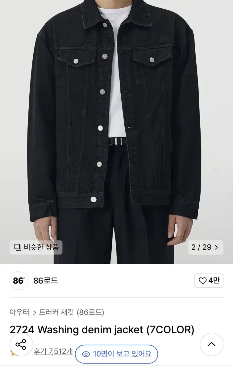 86road Washing Denim Black Jacket