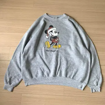 Vintage DISNEY 희귀 산타 미키 2XL 맨투맨 그레이