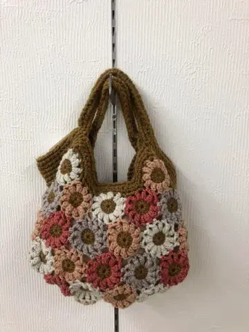 미사용품 택 포함 손뜨개질 백 핸드메이드풍 털실 꽃무늬