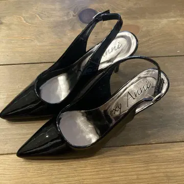 블랙 스틸레토 슬링백 펌프스 24.0cm