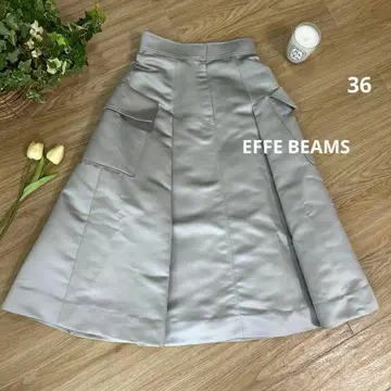 EFFE BEAMS 에페 빔즈 새틴 사이드 포켓 플레어 스커트 36