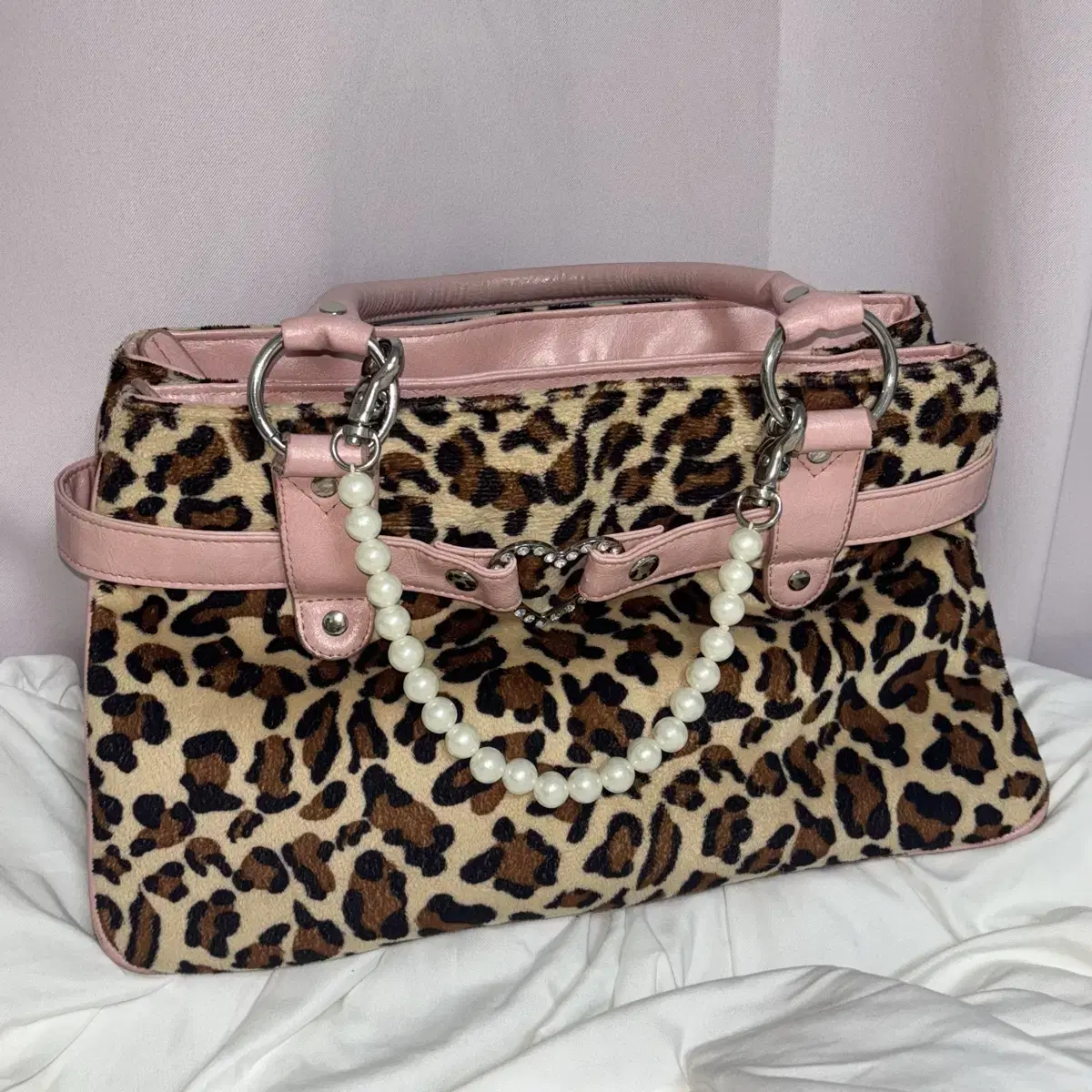 BEMECLE LEOPARD RIBBON BAG PINK NEW PRODUCT #베메클,#베메클