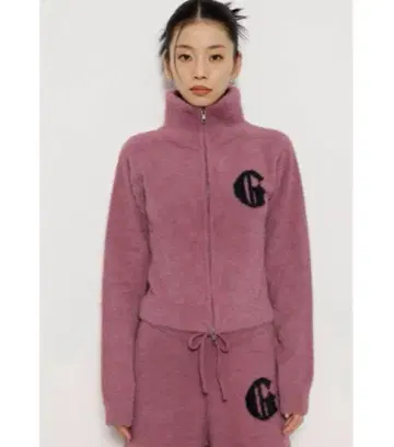 LAGUA GEM LOGO SHAGGY TOPS 핑크