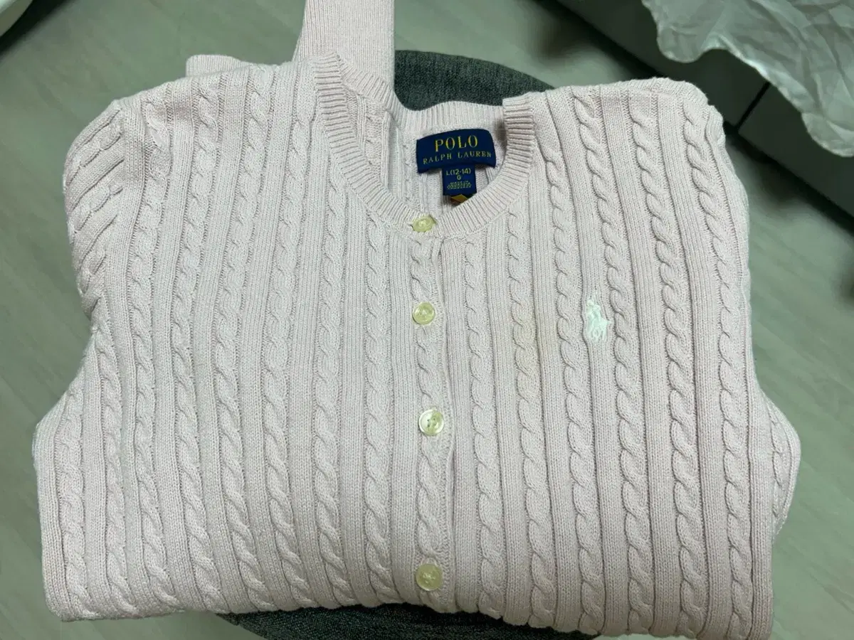 폴로 정품 가디건 핑크 L