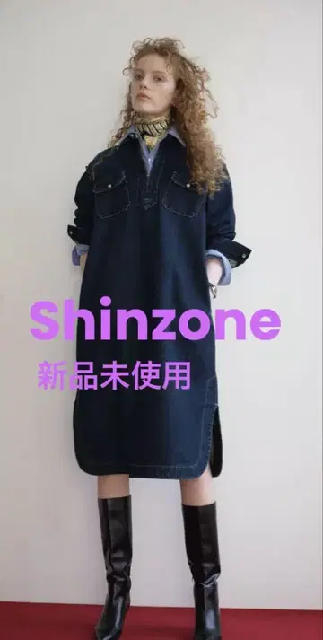 Shinzone 신존 HALF ZIP DENIM DRESS