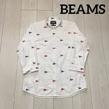 BEAMS 빔즈 미국 페넌트 자수 디자인 7부 소매 셔츠