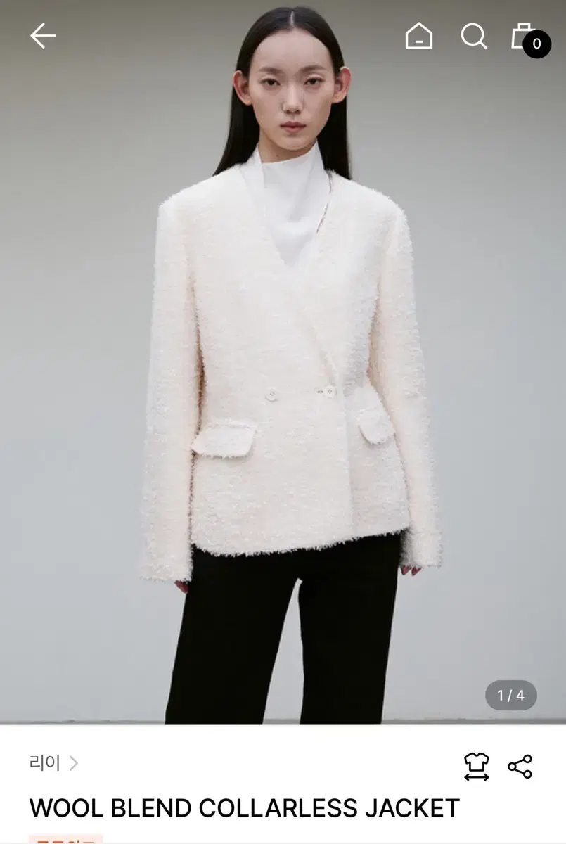리이 WOOL BLEND COLLARLESS JACKET