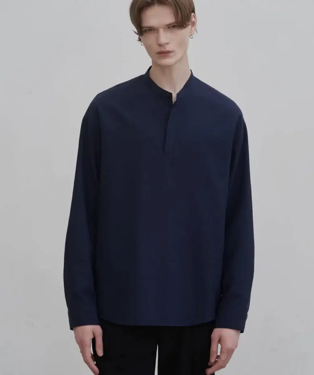 Draw Fit Linen Shirt Navy 105 (New)