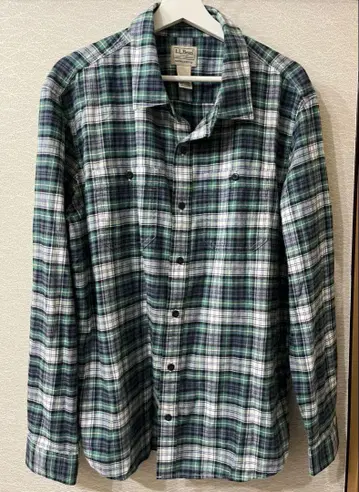새상품급 LLBean 플란넬 셔츠 체크 그린 블루 L