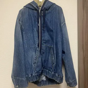 새상품급 사카이 후데트 블루종 23ss 데님 자켓