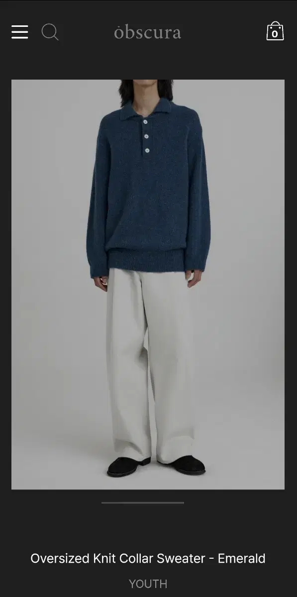 youth over knit collar sweater emerald