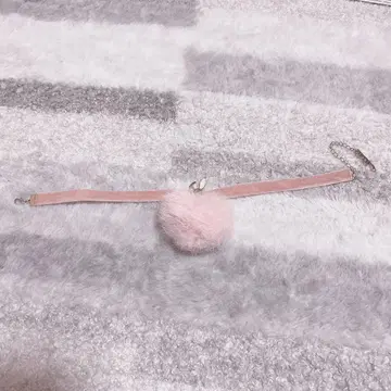 LIZLISA 토끼 귀 퍼 초커 핑크