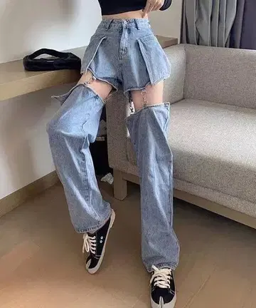 shopnikoniko 2way 하이 웨스트 세퍼레이트 데님