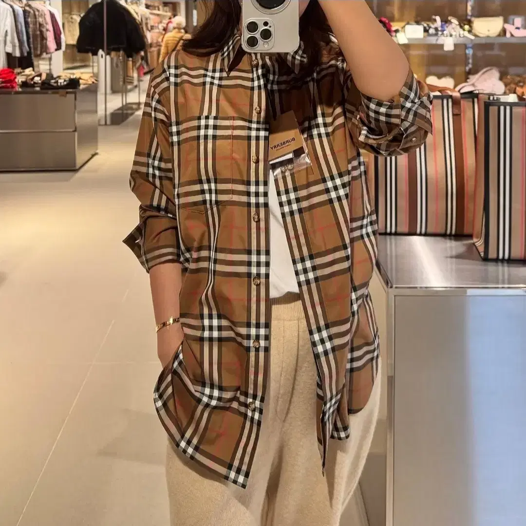 BURBERRY☆DHL発送♪シャツワンピ☆IVERY BURBERRY | 버버리 Burberry IVERY Women's Checkered Shirt