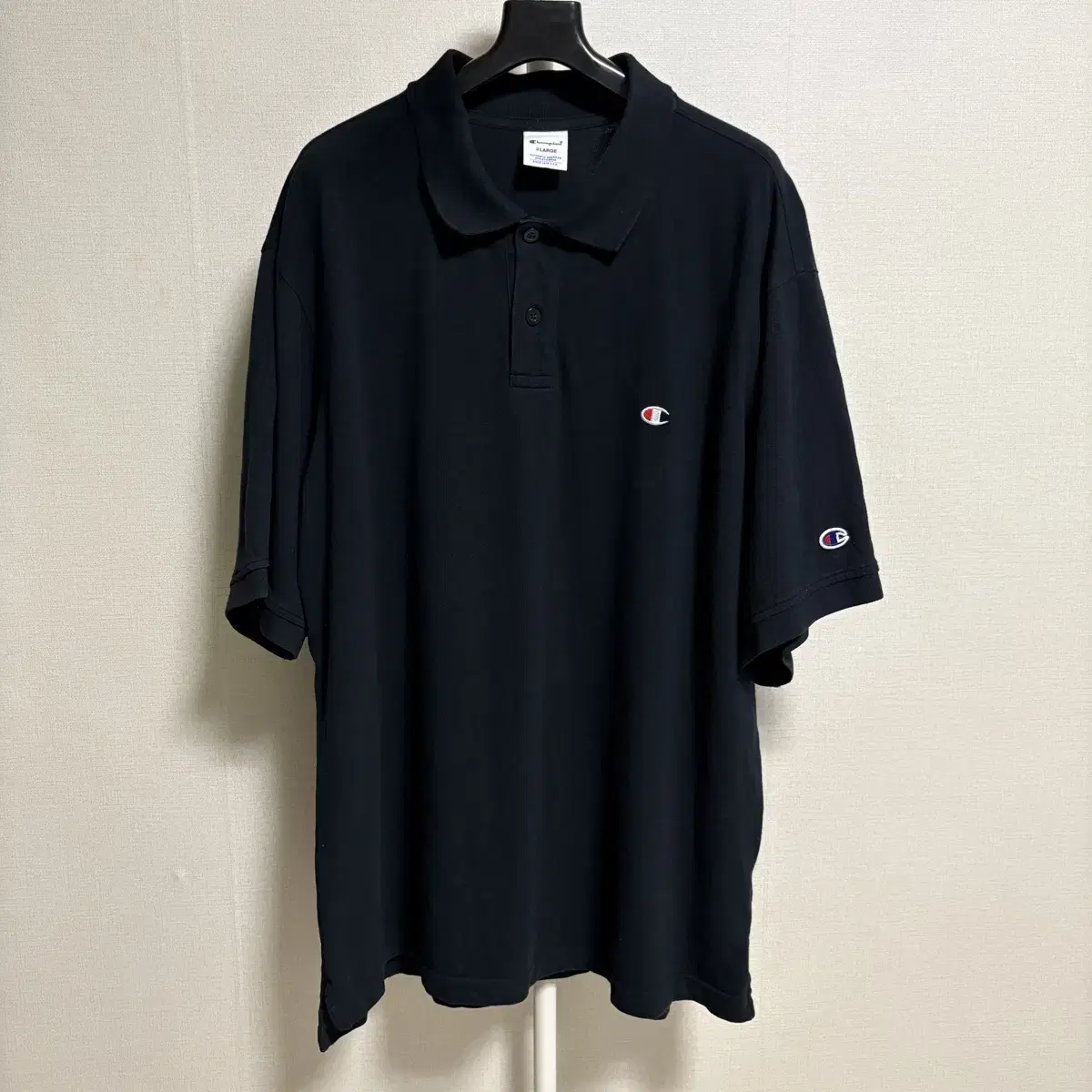 챔피온 로고 PK 반팔 카라티 / 블랙, 3XL