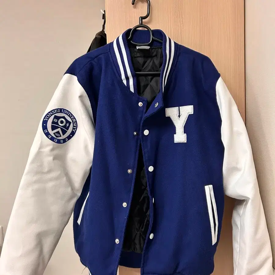 Yonsei University Varsity Jacket Navy M on Bunjang Global