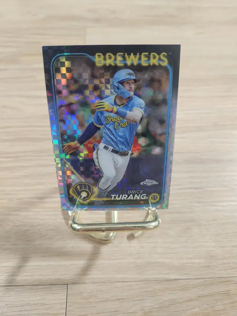 24 Topps Chrome Milwaukee Brewers Brice Turang Checker Baseball Card
