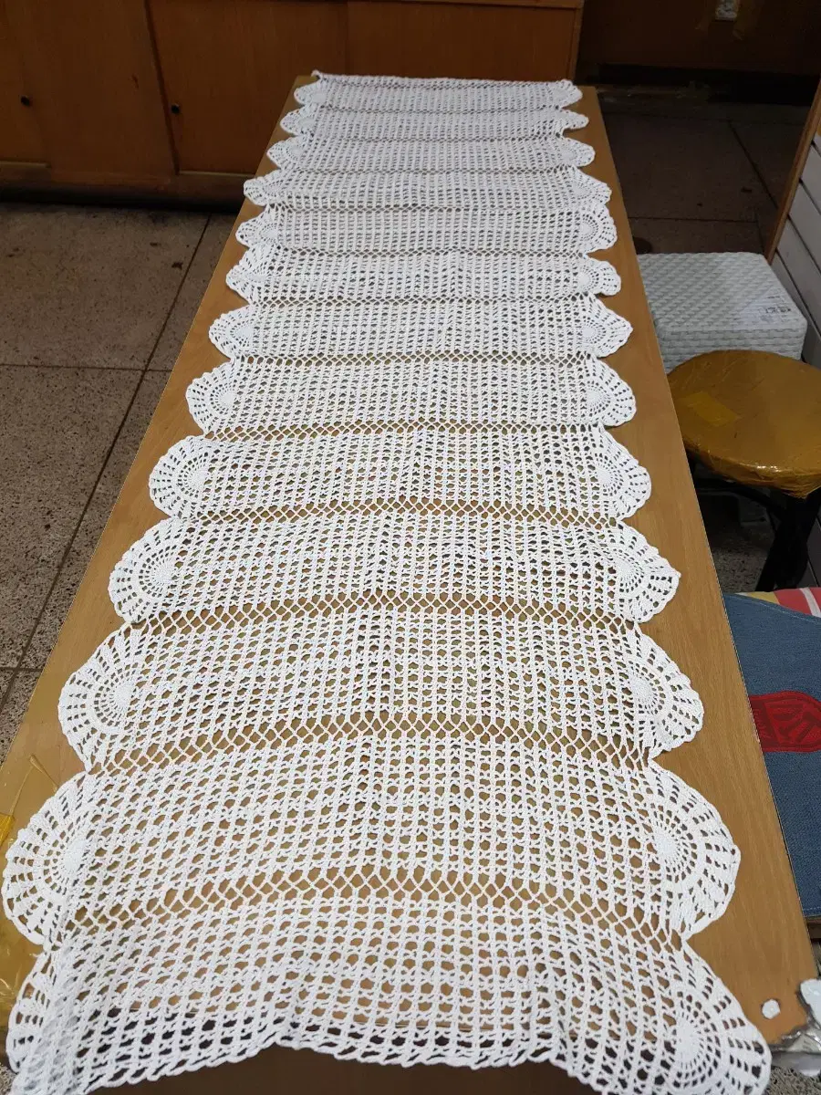 White Knit Table Runner