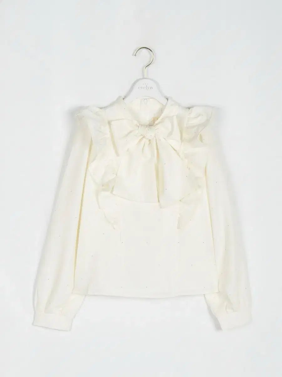 Eblin Bijou Bow Tie Ribbon Blouse White Mass Production Type