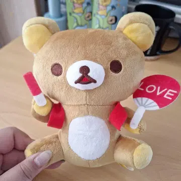 리락쿠마 봉제 인형 부채 포함